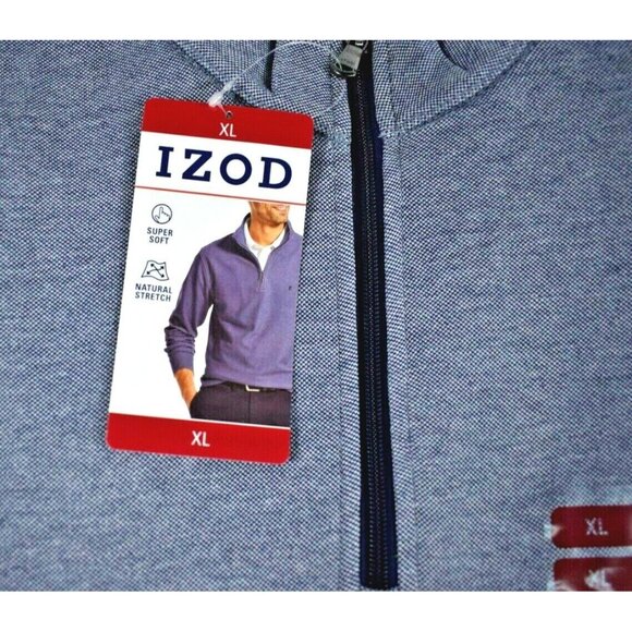 IZOD Mens XL Long Sleeve Pullover Shirt Peacoat Blue with Natural Stretch New - Picture 3 of 4